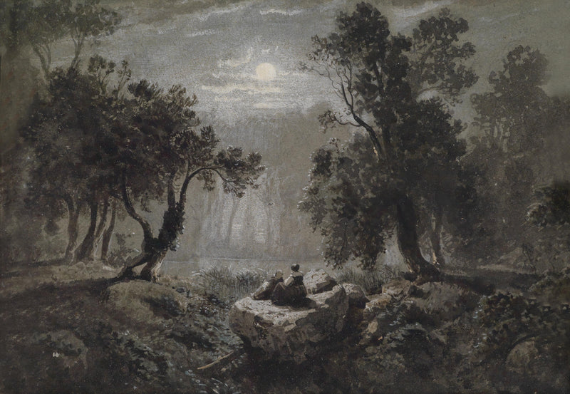 Forêt romantique au clair de lune – Oswald Achenbach