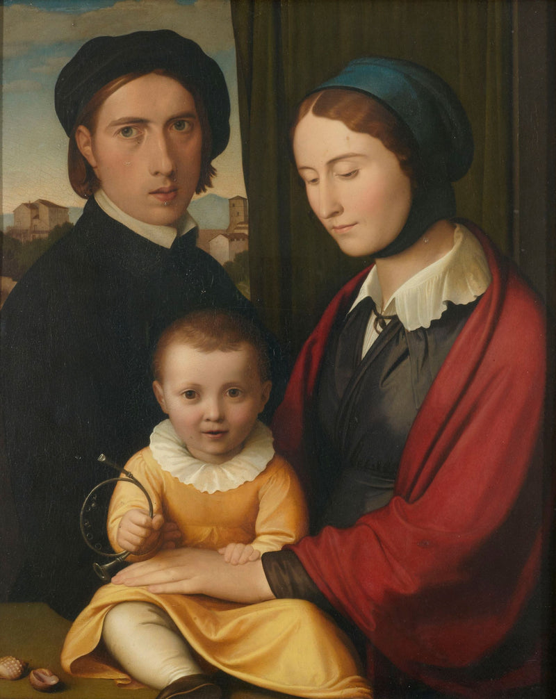 Self-portrait of the artist with his wife and son Alfons - Johann Friedrich Overbeck