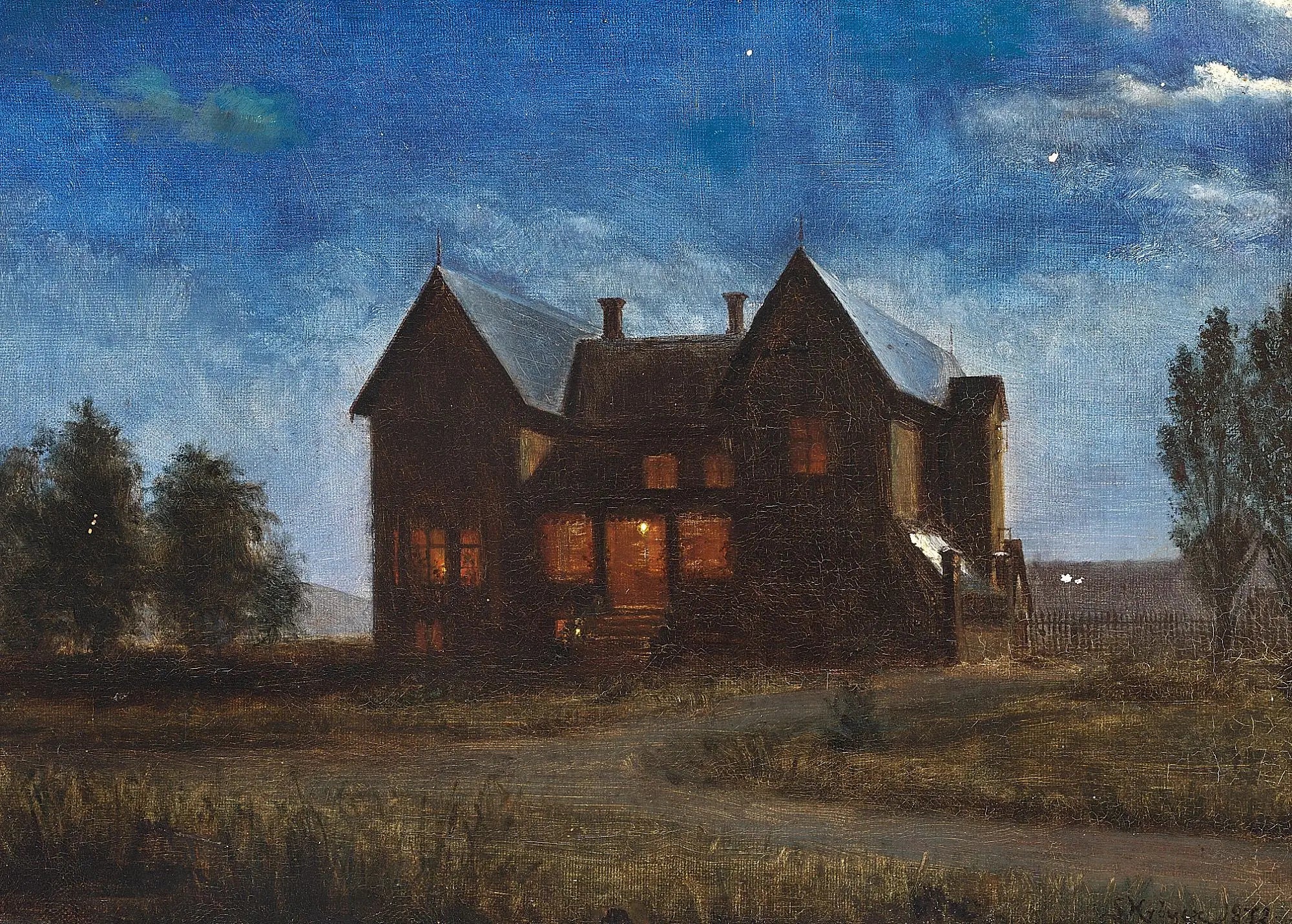 Villa par une nuit au clair de lune. - Peder Severin Krøyer - Alpha Reproduction