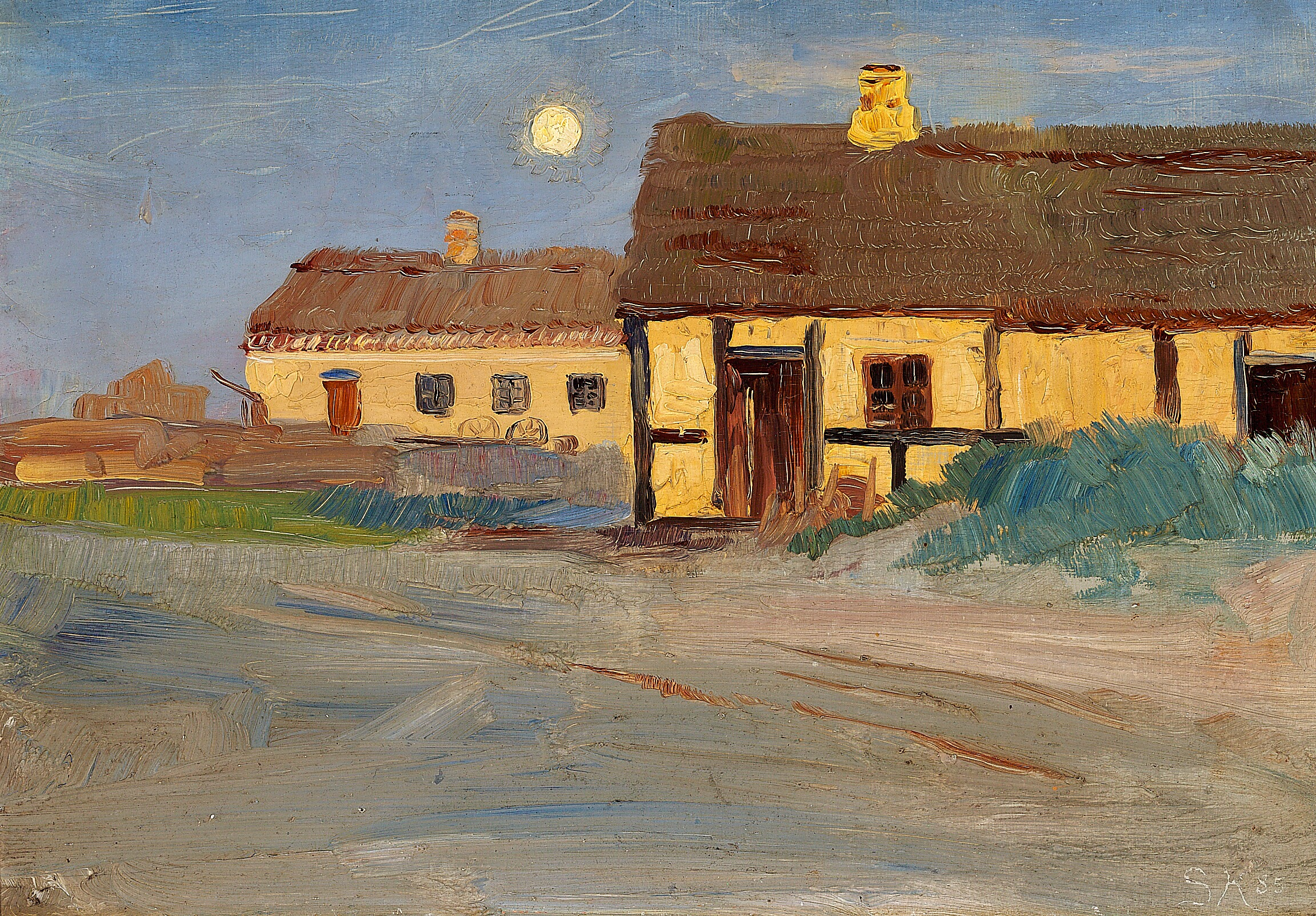 Christoffer's House in Skagen. Moonlight. Summer Vigil - Peder Severin Krøyer