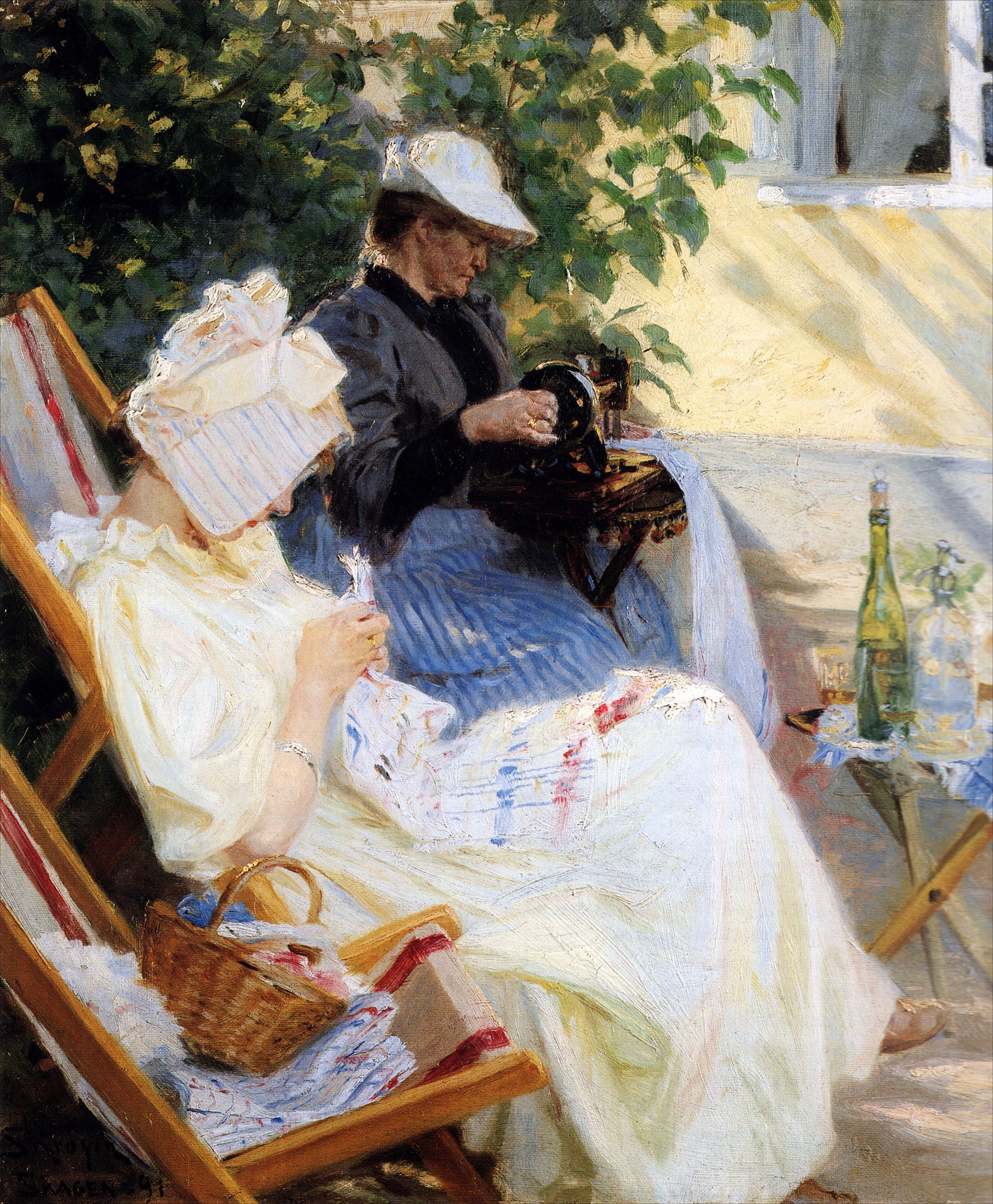 Two Ladies in the Garden. Marie Krøyer and Her Mother. Skagen - Peder Severin Krøyer