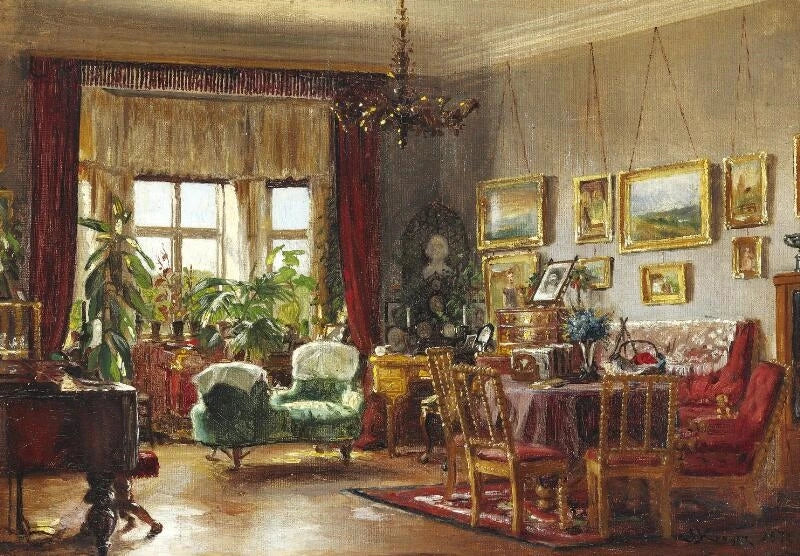 Interior of the artist's childhood home at Strandgade 30 in Christianshavn, - Peder Severin Krøyer