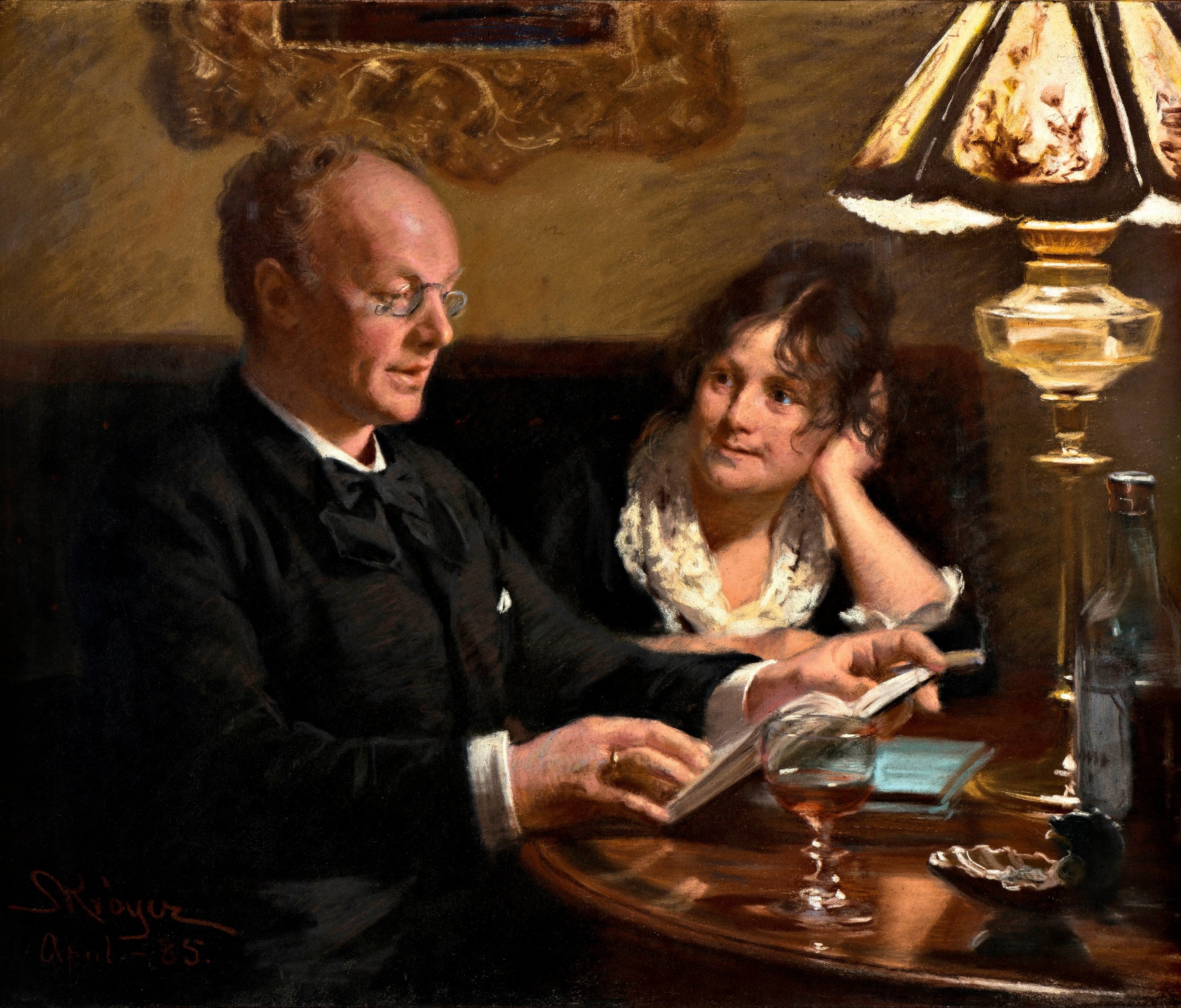 Double portrait of the royal actor Emil Poulsen (1842-1911) and his wife Anna, née Næser (1849-1934) - Peder Severin Krøyer