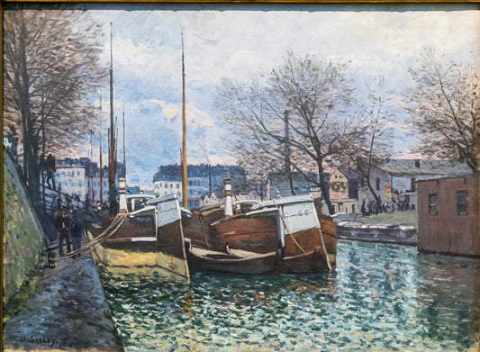 Péniches sur le canal Saint-Martin - Alfred Sisley