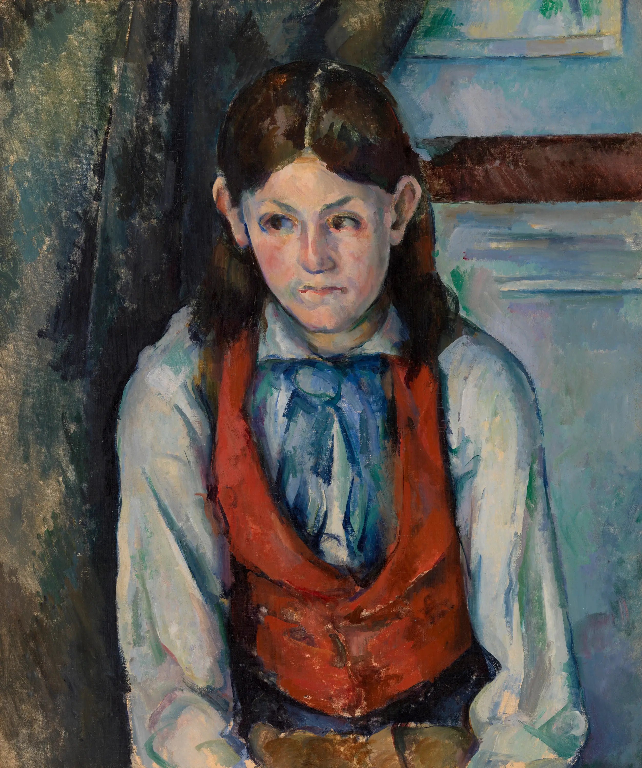 Reproduction du tableau « Le Garçon au gilet rouge - Paul Cézanne » par Alpha Reproduction en peinture à l’huile