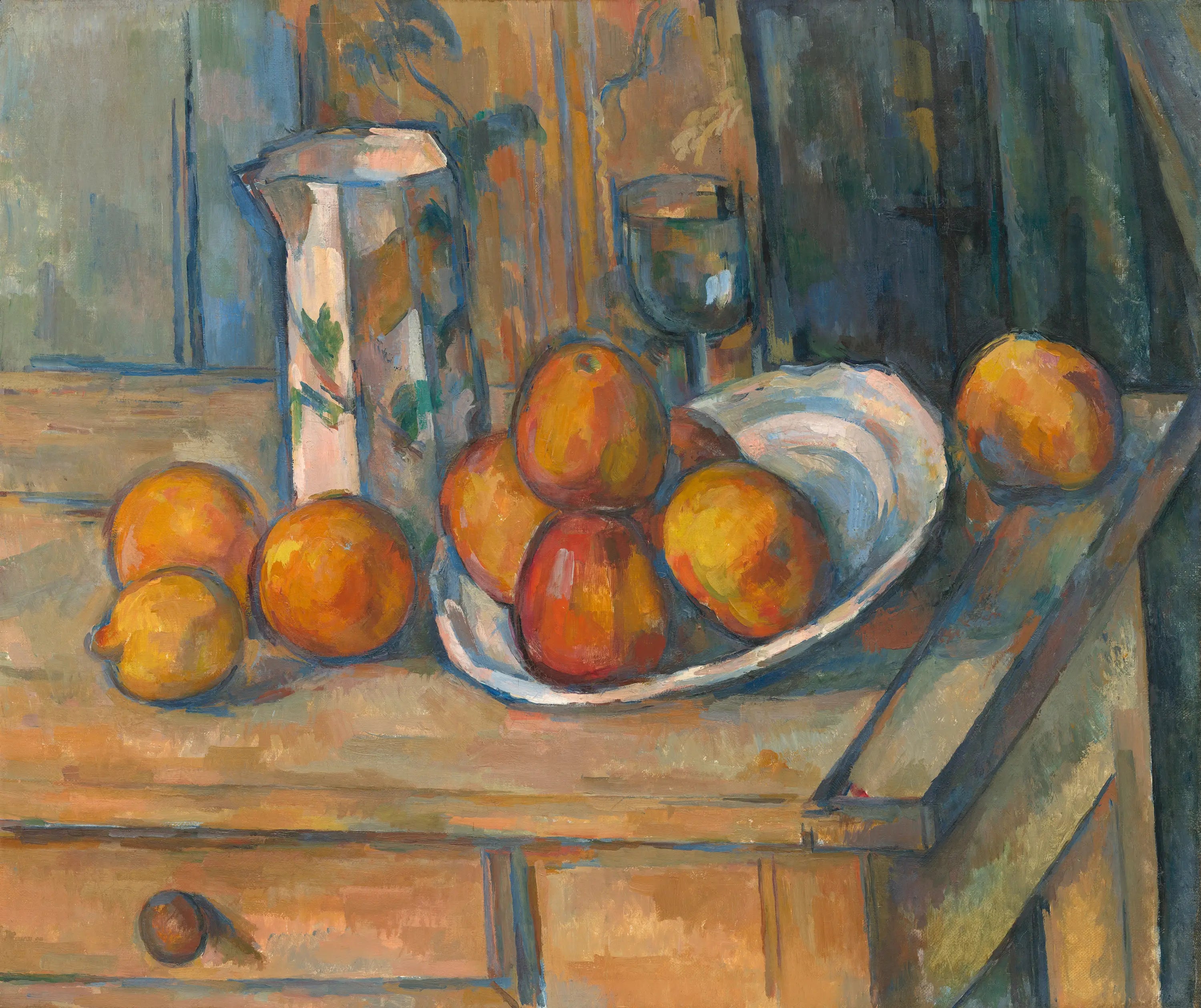 Reproduction du tableau « Nature morte avec cruche de lait et de fruits - Paul Cézanne » par Alpha Reproduction en peinture à l’huile