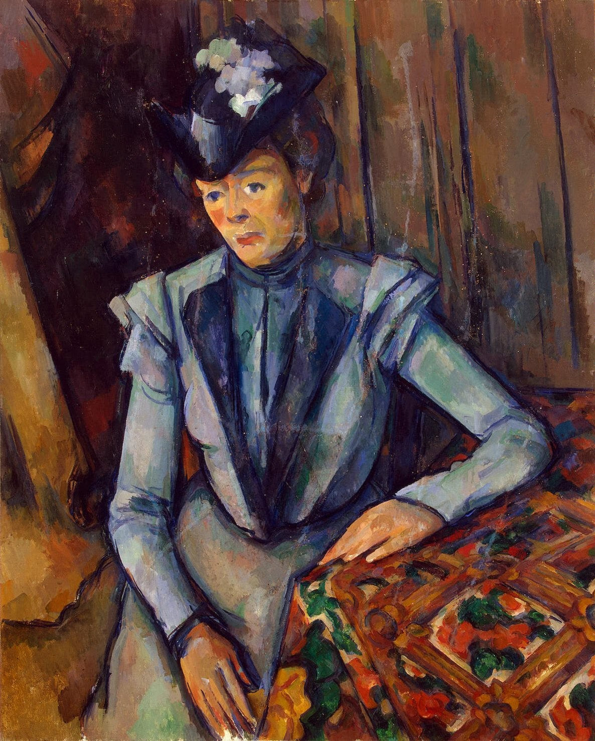 Reproduction du tableau « La Dame en bleu - Paul Cézanne » par Alpha Reproduction en peinture à l’huile