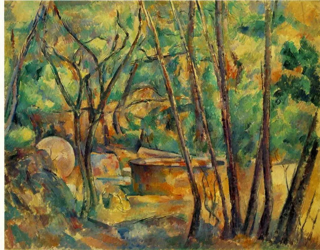 Reproduction du tableau « Meule et citerne en sous-bois - Paul Cézanne » par Alpha Reproduction en peinture à l’huile