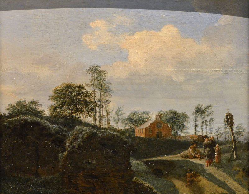 Paysage avec une famille de paysans devant un oratoire - Adriaen van de Velde