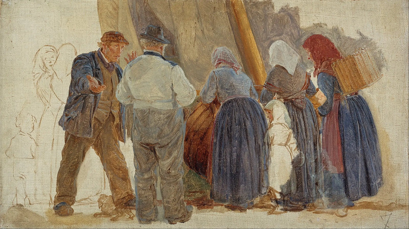 Morning in Hornbæk. Men and women negotiating - Peder Severin Krøyer