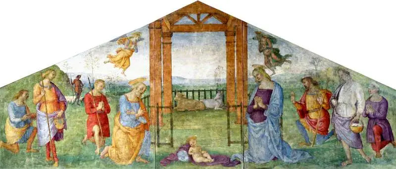 The Nativity: The Virgin, Saint Joseph, and the shepherds adoring the Baby Jesus - Pietro Perugino