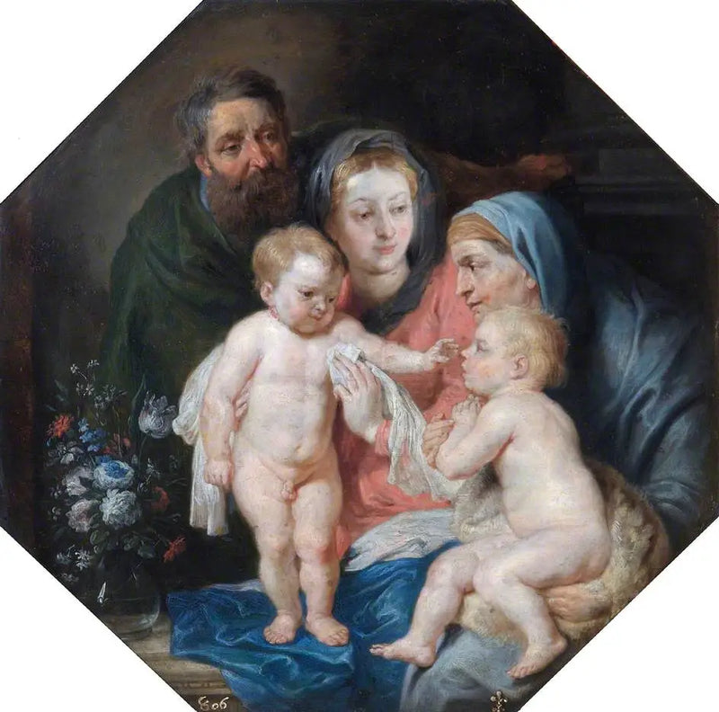 The Holy Family with Saint Elizabeth and the Infant Saint John - Peter Paul Rubens