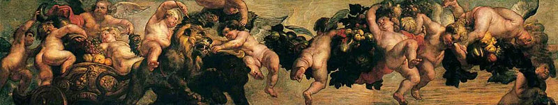 Geniuses portant une guirlande - Peter Paul Rubens