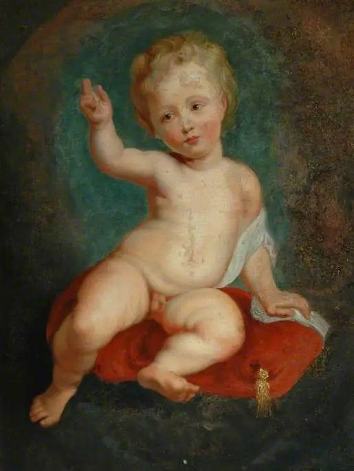 Child Sitting on a Red Cushion - Peter Paul Rubens