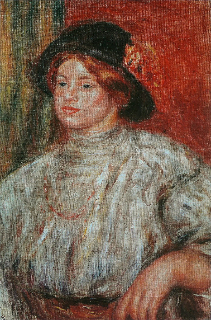 Young Woman with a Hat - Pierre-Auguste Renoir