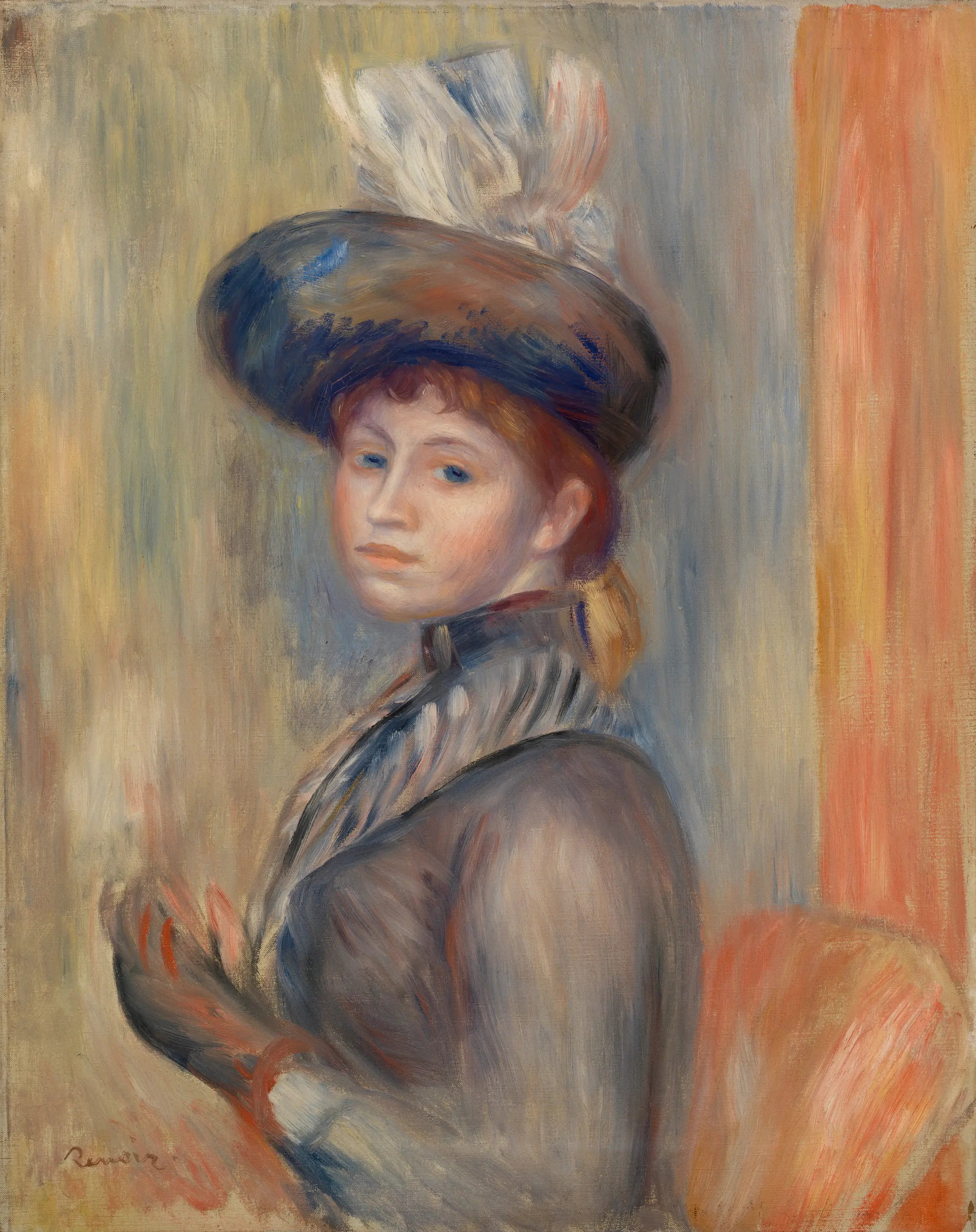 Reproduction du tableau « Fille en gris-bleu - Pierre-Auguste Renoir » par Alpha Reproduction en peinture à l’huile