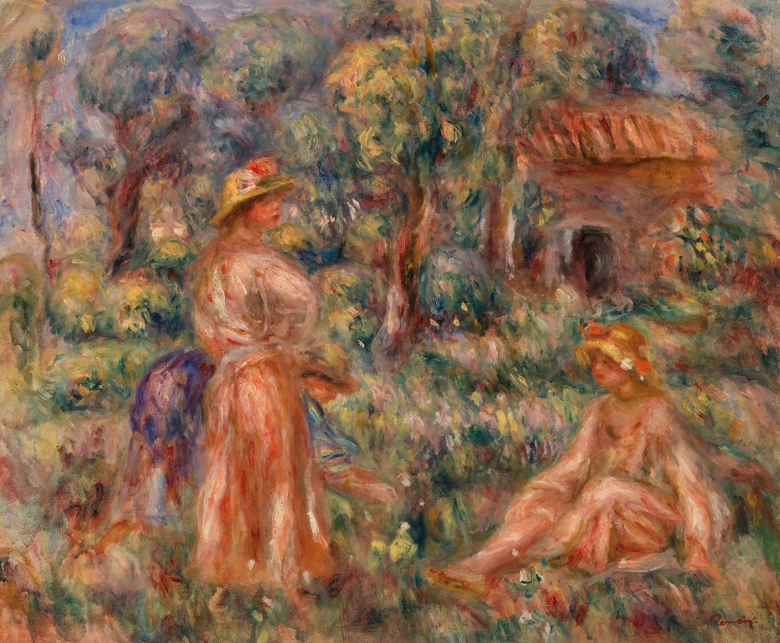Reproduction du tableau « Filles dans un paysage (Jeunes filles dans un paysage) - Pierre-Auguste Renoir » par Alpha Reproduction en peinture à l’huile