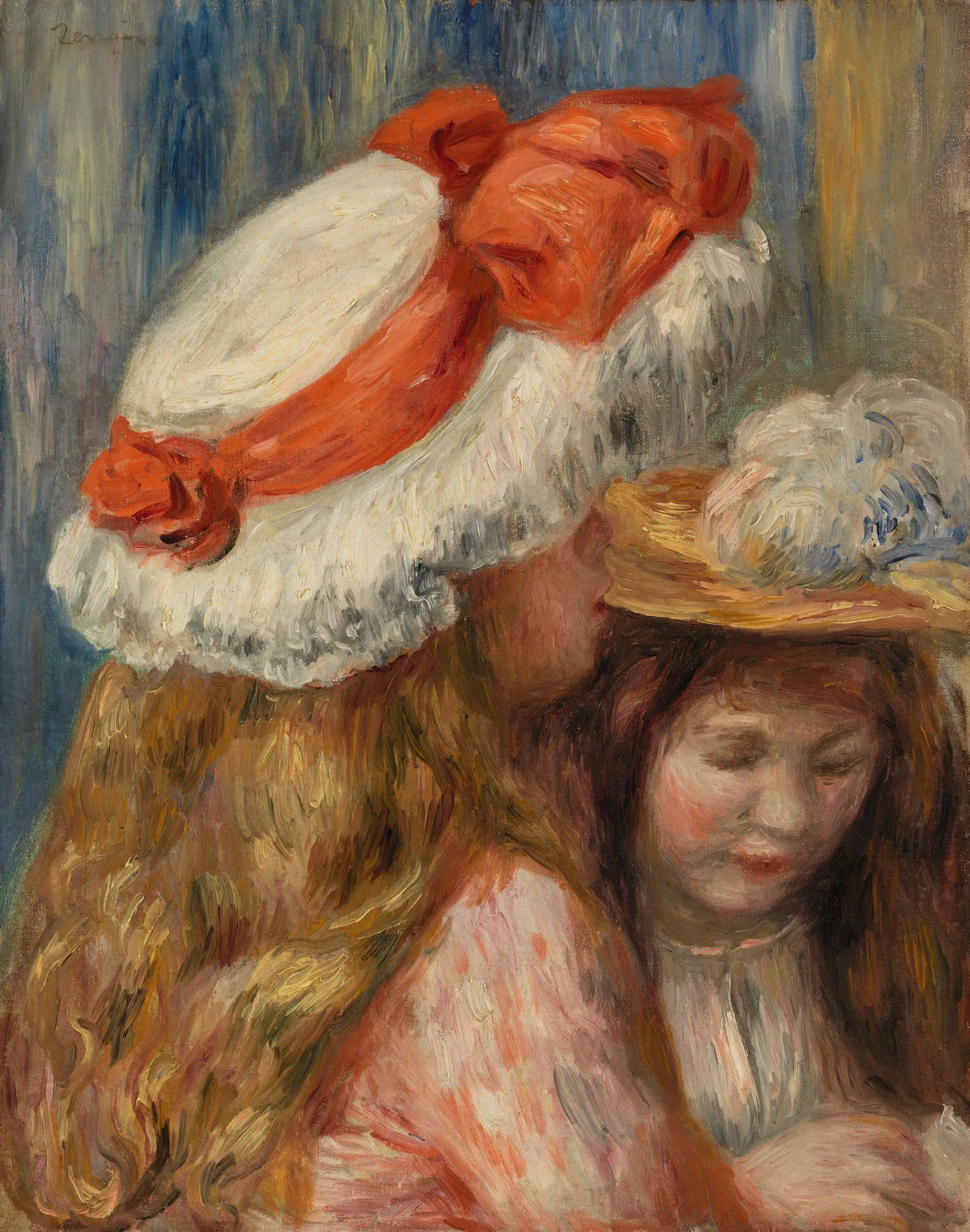 Reproduction du tableau « Girls with Hats (Jeunes filles aux chapeaux) - Pierre-Auguste Renoir » par Alpha Reproduction en peinture à l’huile