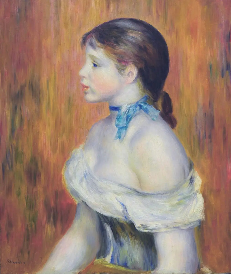 Young Girl with a Blue Ribbon - Pierre-Auguste Renoir