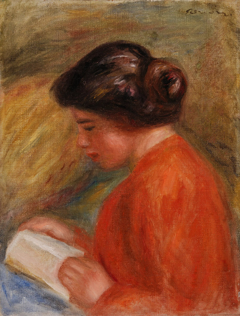 Young Woman Reading, Bust - Pierre-Auguste Renoir