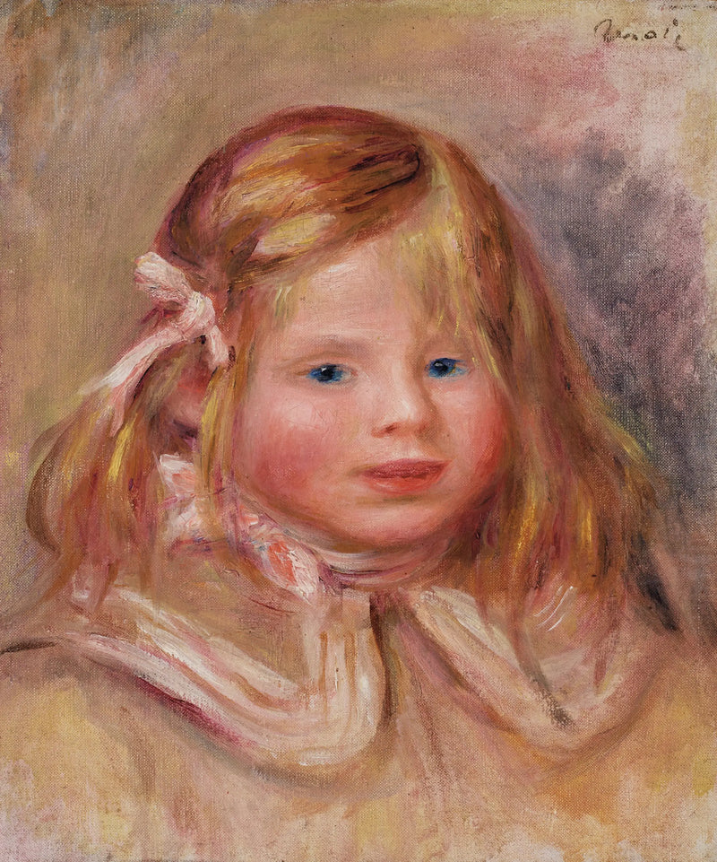 Coco with the Pink Ribbon - Pierre-Auguste Renoir