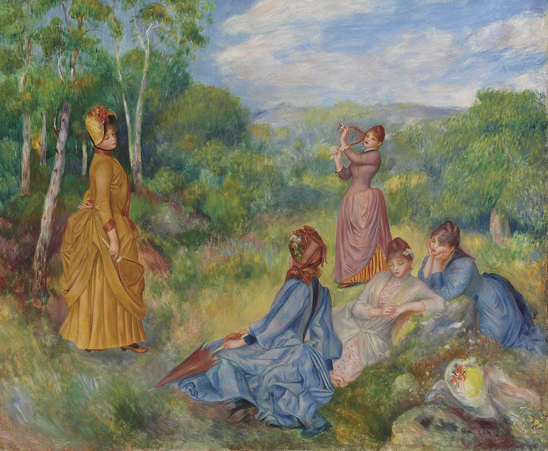 Young Girls Playing with a Steering Wheel - Pierre-Auguste Renoir