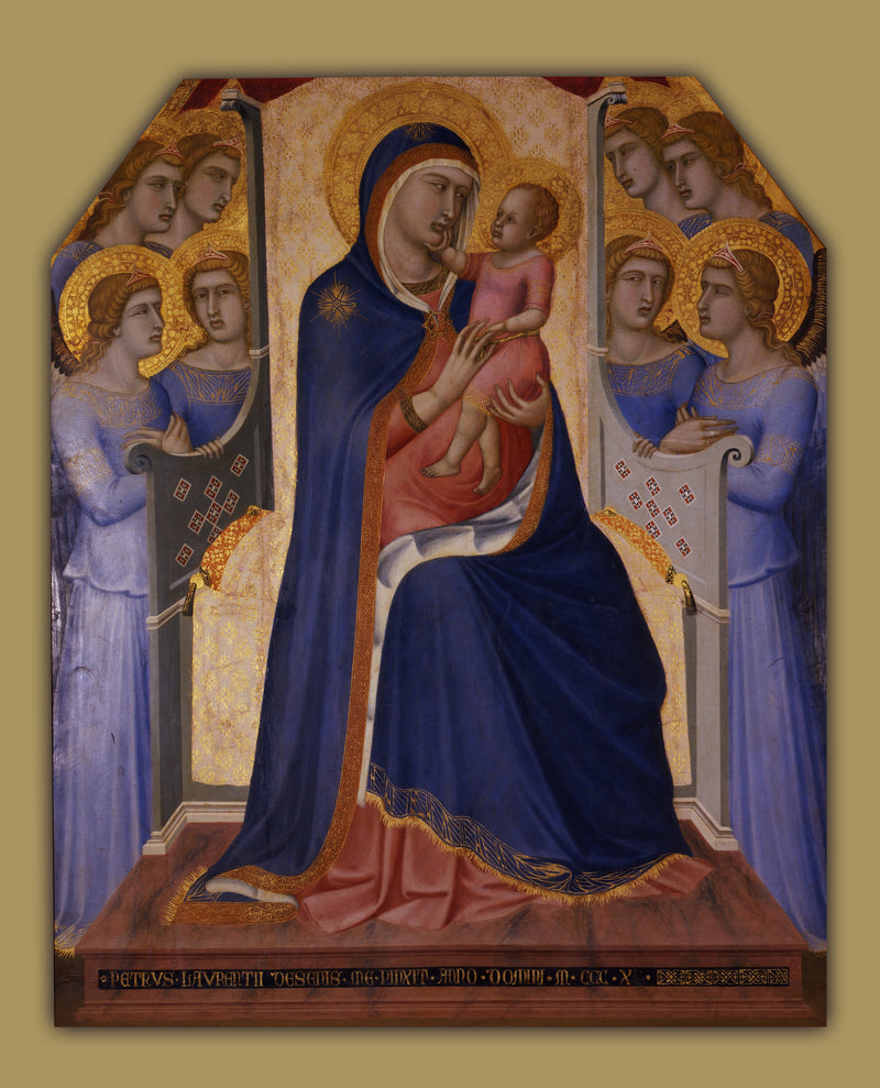 Virgin and Child surrounded by eight angels - Pietro Lorenzetti