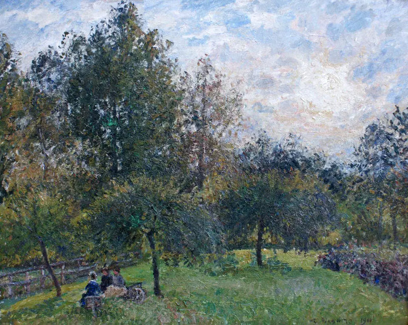Apple Trees and Poplars at Sunset, Eragny - Camille Pissarro