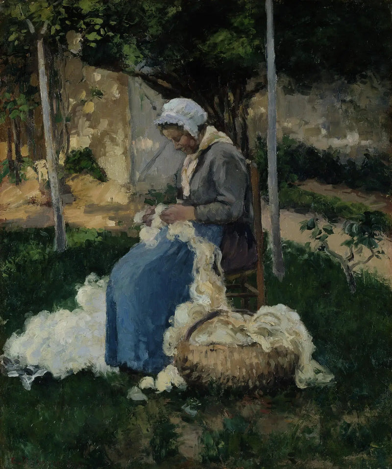 Peasant Untangling Wool - Camille Pissarro