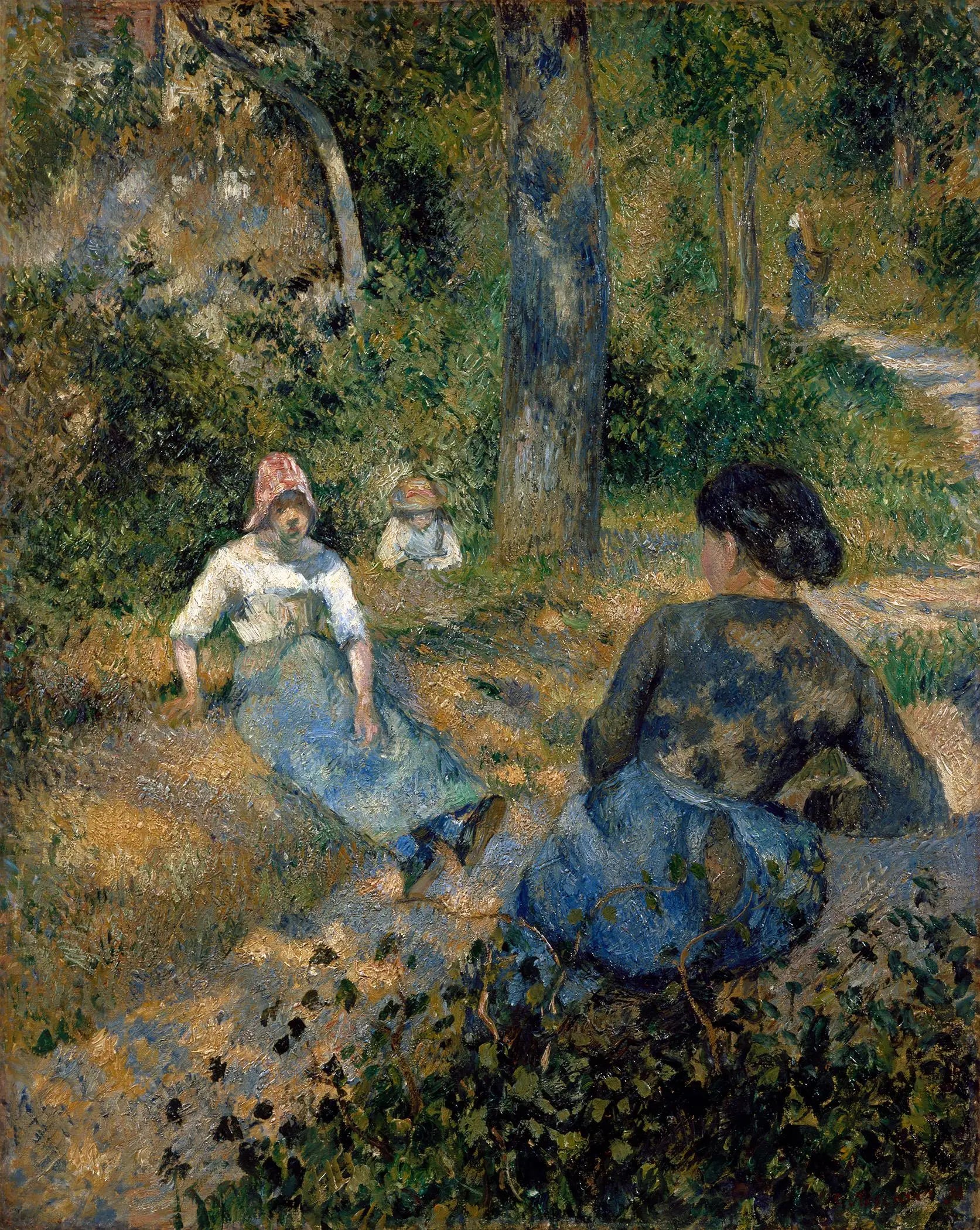 Reproduction du tableau « Paysannes au repos - Camille Pissarro » par Alpha Reproduction en peinture à l’huile