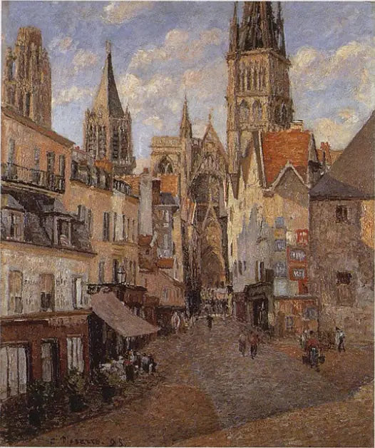The Grocery Street in Rouen, late afternoon - Camille Pissarro