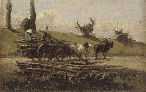 The Wooden Cart - Camille Pissarro