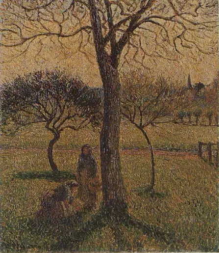 Reproduction du tableau « Paysannes près d'un noyer - Camille Pissarro » par Alpha Reproduction en peinture à l’huile