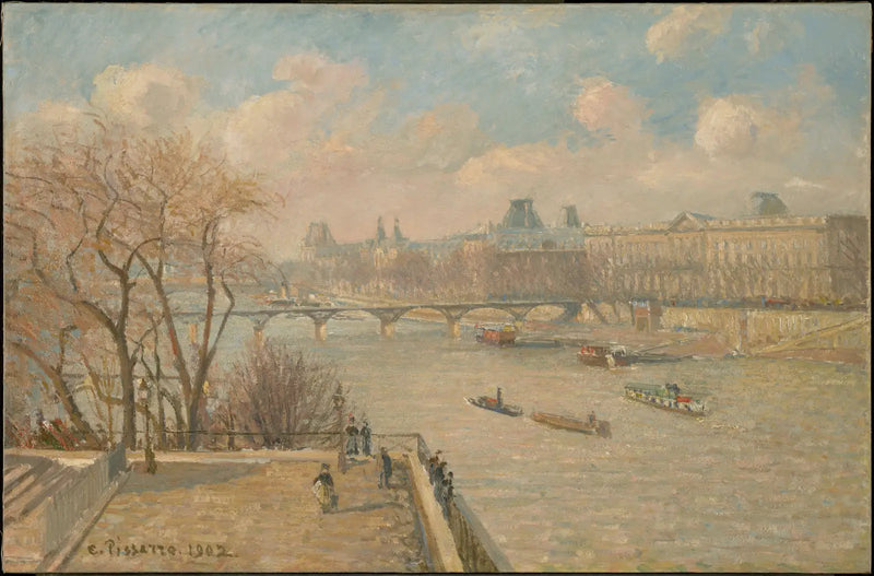 The Louvre, Morning, Sun - Camille Pissarro