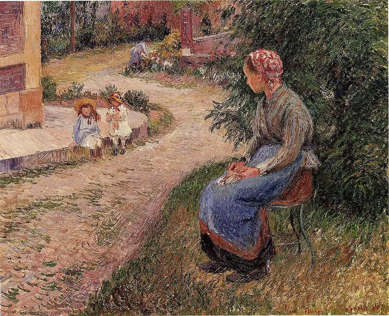 A servant sitting in the garden of Eragny - Camille Pissarro