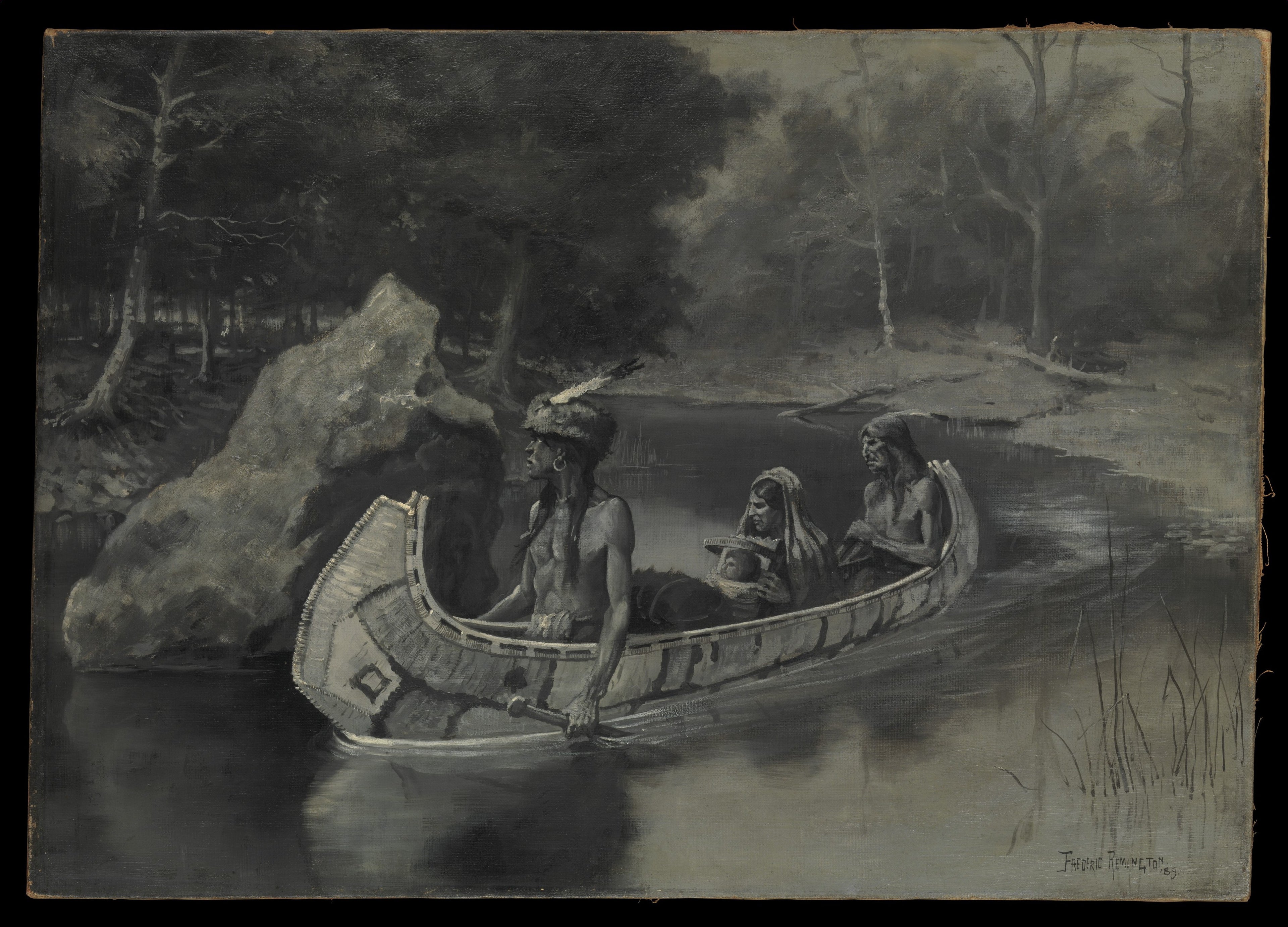 Jeté à pic dans la rivière... où on le voit encore en été - Frederic Remington