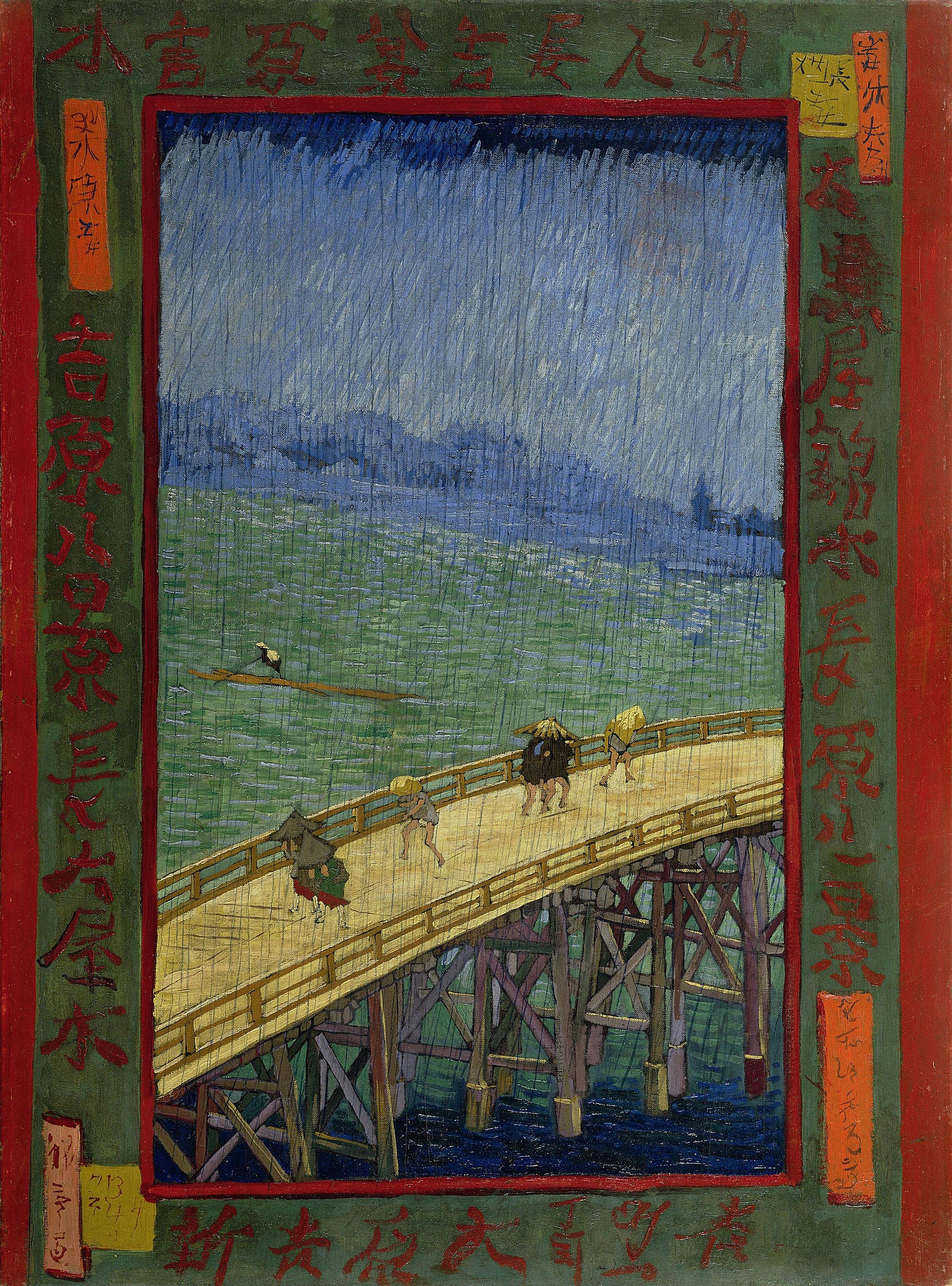 🌧️ Bridge in the Rain (after Hiroshige) – Vincent van Gogh (1887)