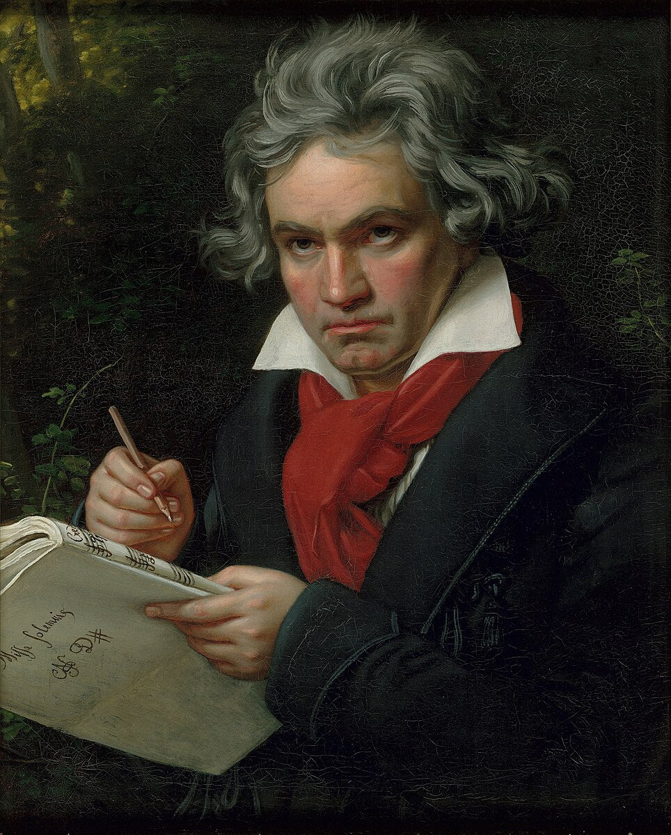 Portrait of Beethoven composing the Missa Solemnis, created in 1820 by Joseph Karl Stiele
