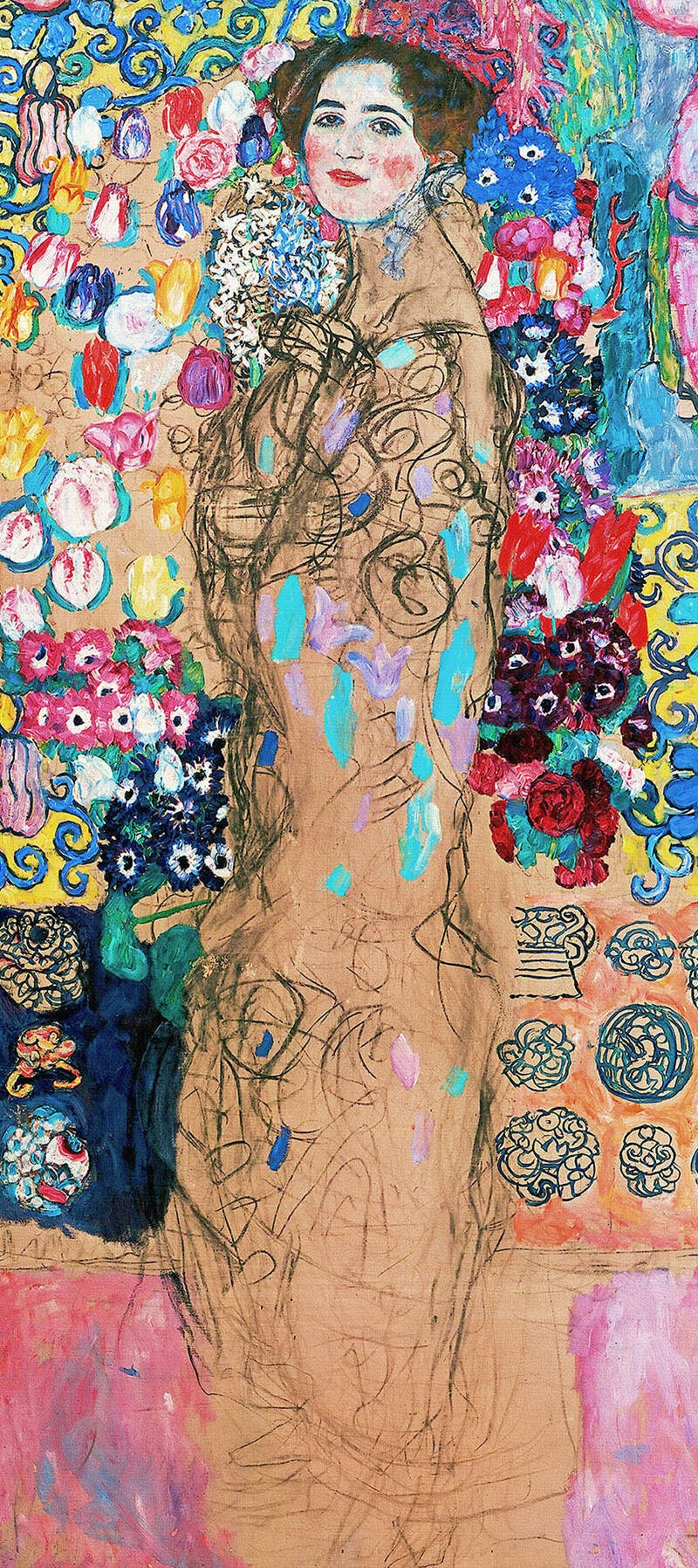 🌸🎨 Portrait of Maria Munk (unfinished) – Gustav Klimt (circa 1917–1918)
