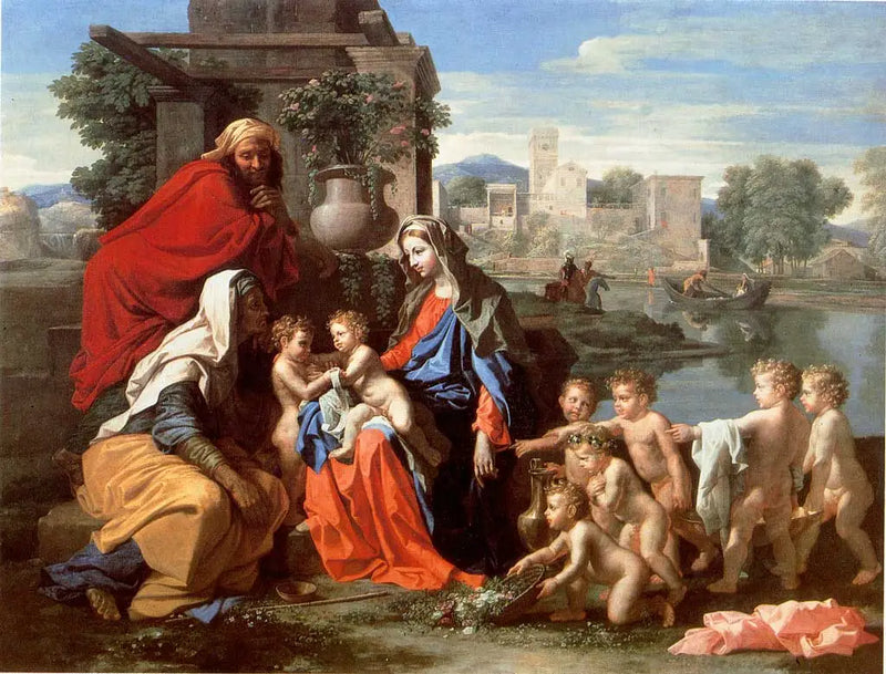 The Holy Family with Saint Elizabeth, the Little Saint John, and Putti - Nicolas Poussin