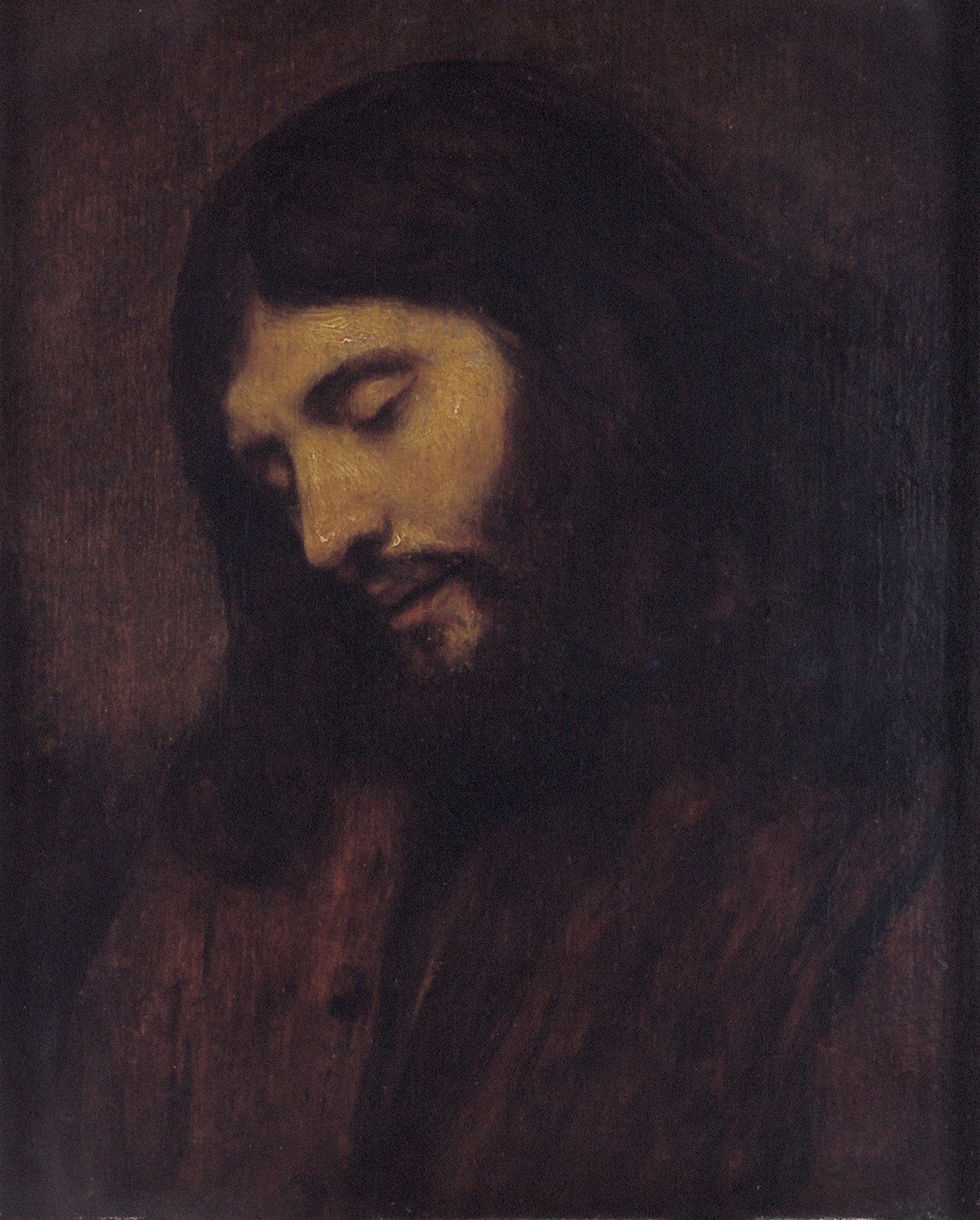 Reproduction du tableau « Tête du Christ - Rembrandt » par Alpha Reproduction en peinture à l’huile