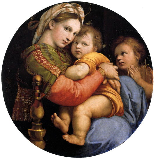 Reproduction du tableau « La Vierge à la chaise - Raphaël Sanzio » par Alpha Reproduction en peinture à l’huile