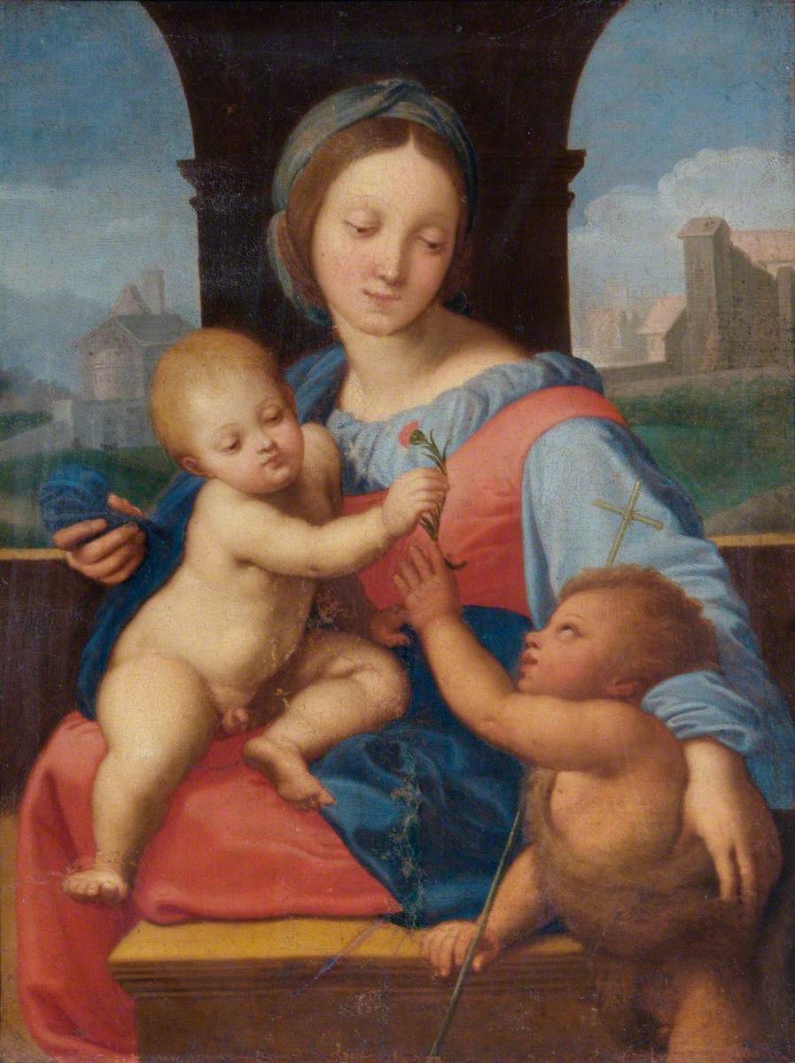 Reproduction du tableau « Vierge à l'Enfant - Raphaël Sanzio » par Alpha Reproduction en peinture à l’huile