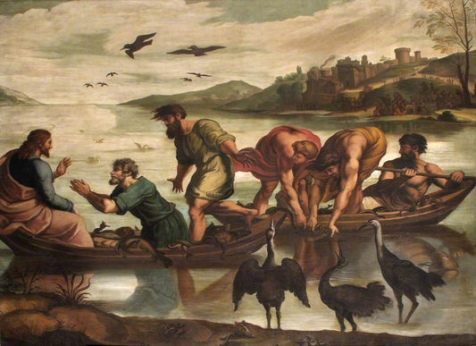 Reproduction du tableau « La pêche miraculeuse - Raphaël Sanzio » par Alpha Reproduction en peinture à l’huile