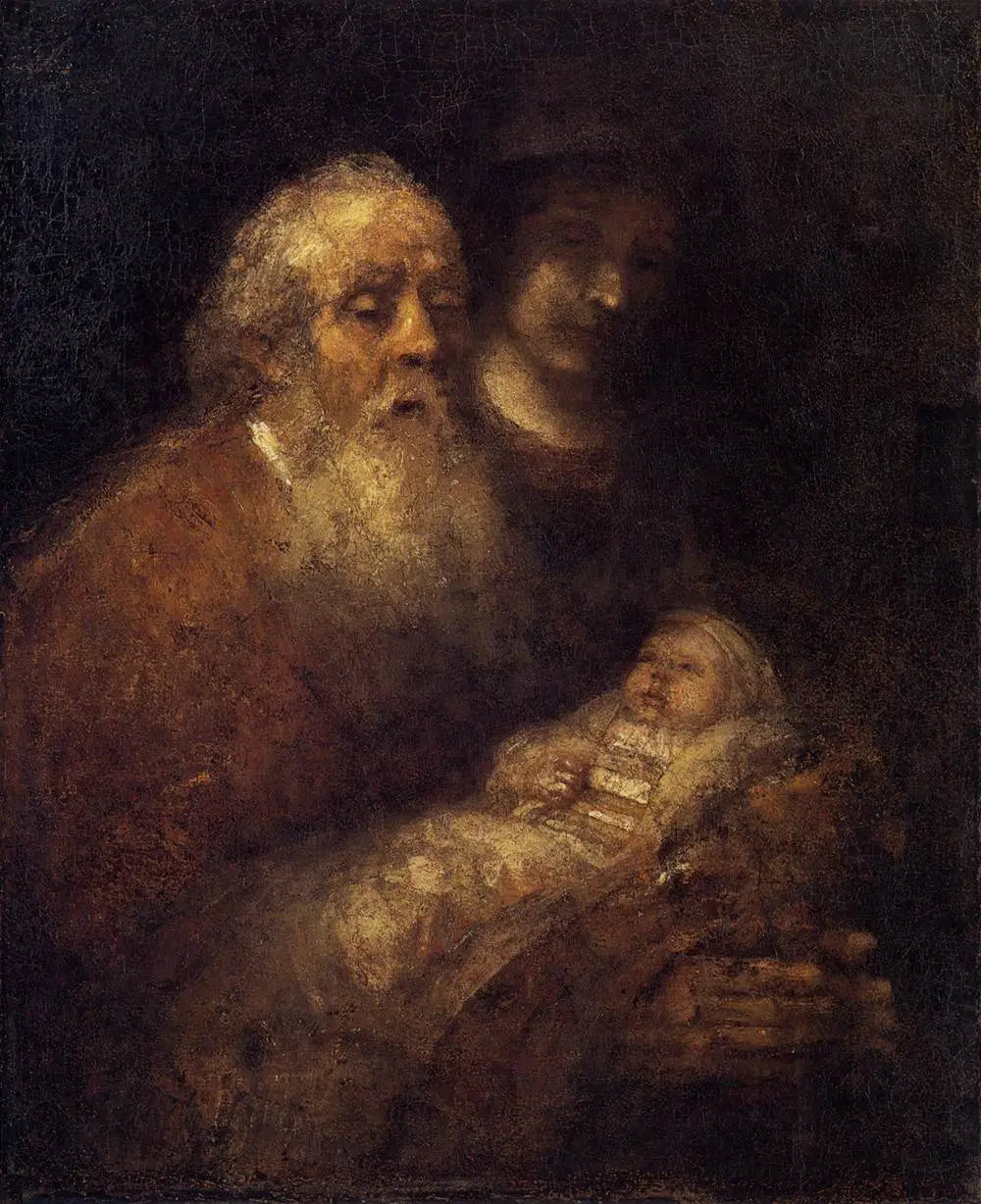 Reproduction du tableau « Siméon au Temple - Rembrandt » par Alpha Reproduction en peinture à l’huile