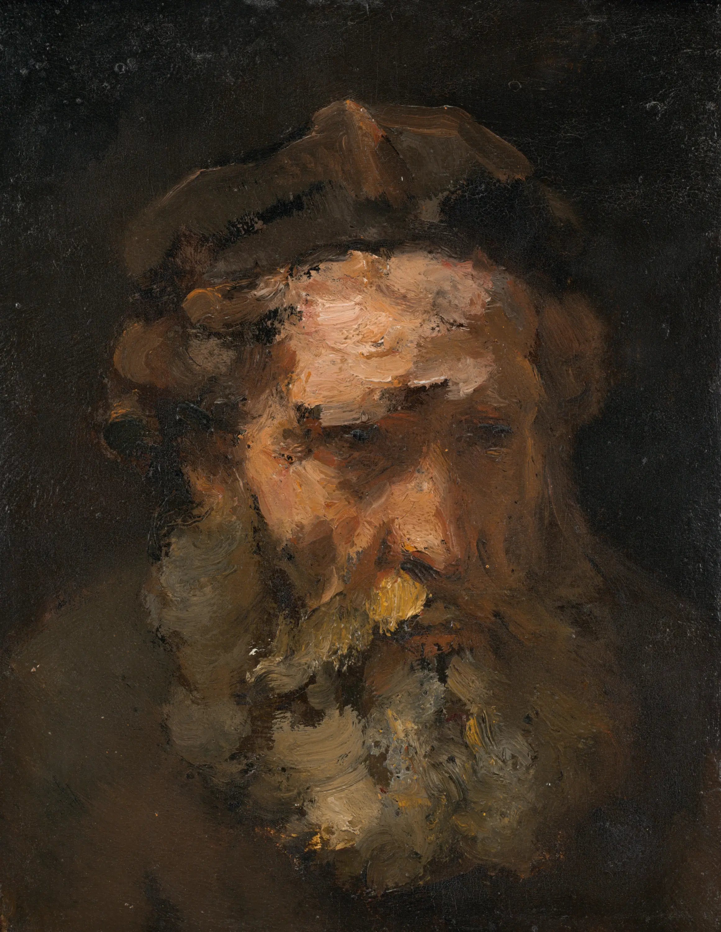 Reproduction du tableau « Tête de Saint Matthieu - Rembrandt » par Alpha Reproduction en peinture à l’huile