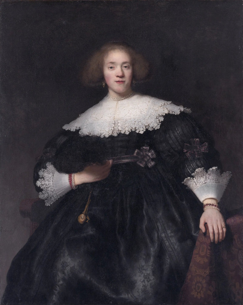 Portrait of a Young Woman with a Fan - Rembrandt