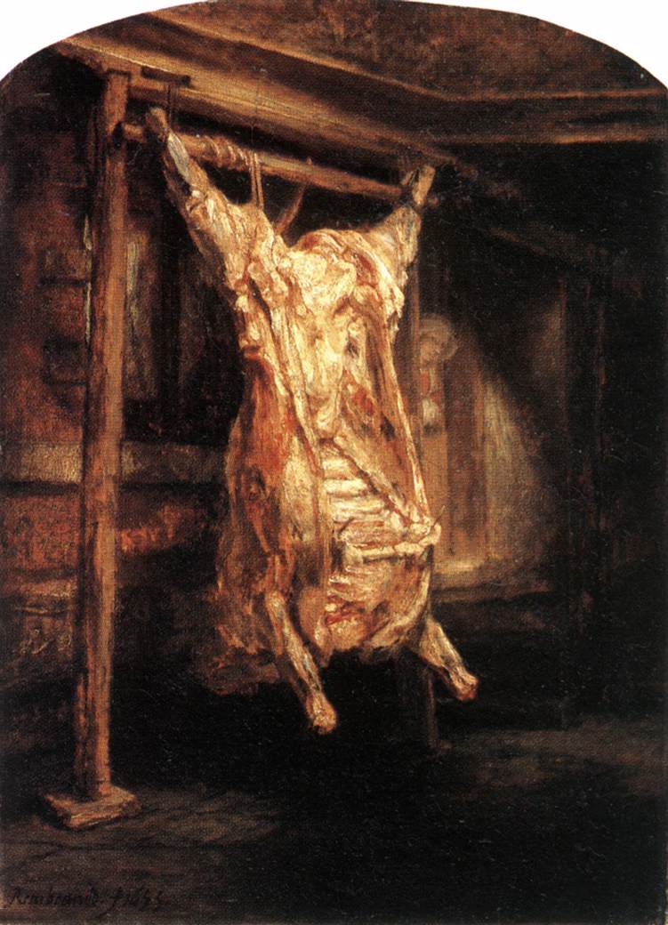 Reproduction du tableau « Le Bœuf écorché - Rembrandt » par Alpha Reproduction en peinture à l’huile