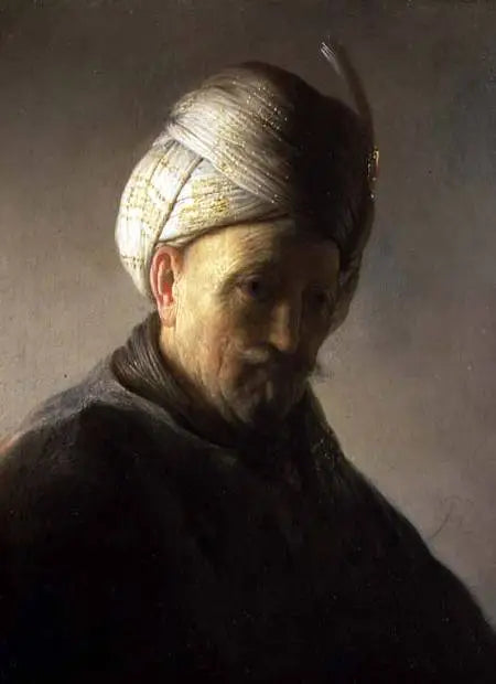 Bust of a man wearing a turban - Rembrandt