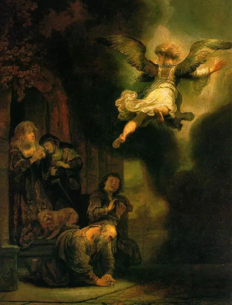 The Archangel Raphael Leaving the Family of Tobias - Rembrandt